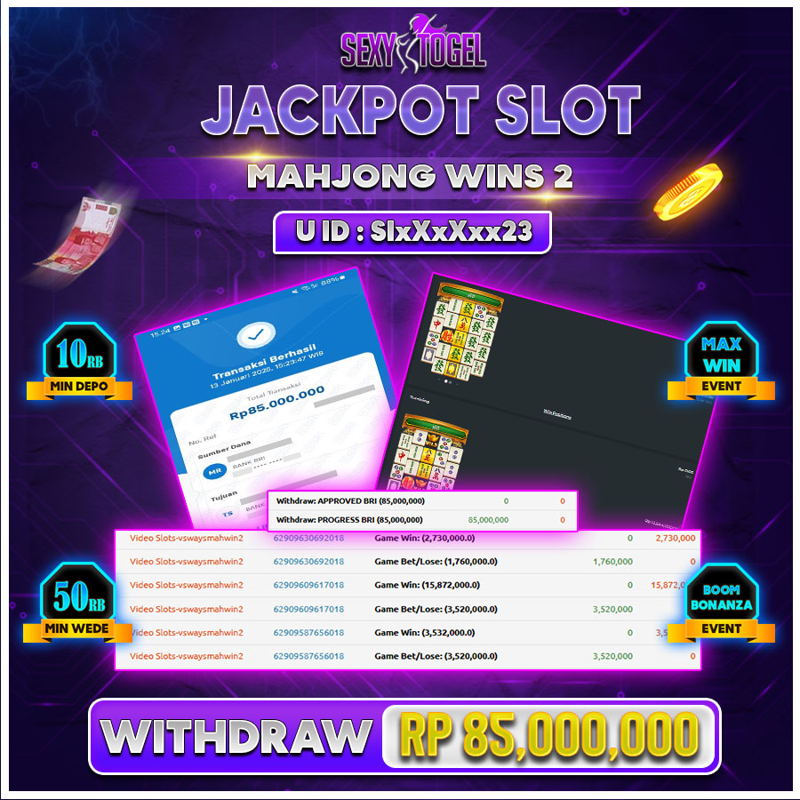 SEXYTOGEL JACKPOT SLOT MAHJONG WINS 2 Rp.85.000.000.,-LUNAS  